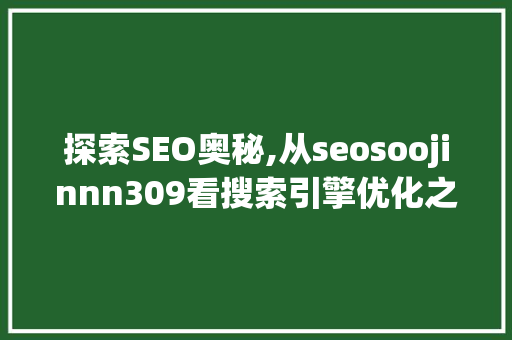 探索SEO奥秘,从seosoojinnn309看搜索引擎优化之路