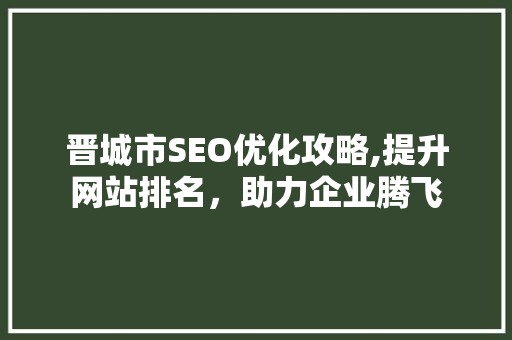 晋城市SEO优化攻略,提升网站排名，助力企业腾飞