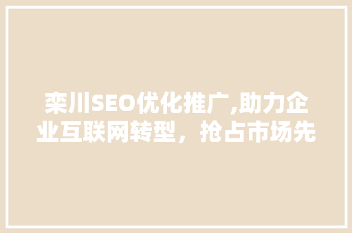 栾川SEO优化推广,助力企业互联网转型，抢占市场先机