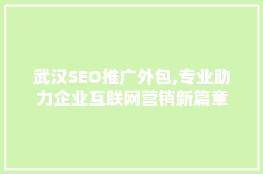 武汉SEO推广外包,专业助力企业互联网营销新篇章