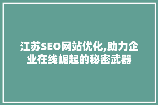 江苏SEO网站优化,助力企业在线崛起的秘密武器