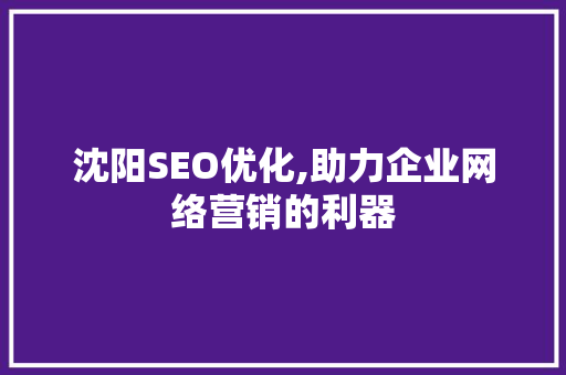 沈阳SEO优化,助力企业网络营销的利器