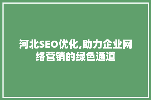 河北SEO优化,助力企业网络营销的绿色通道