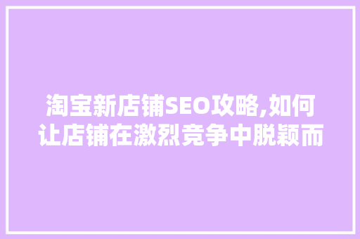 淘宝新店铺SEO攻略,如何让店铺在激烈竞争中脱颖而出