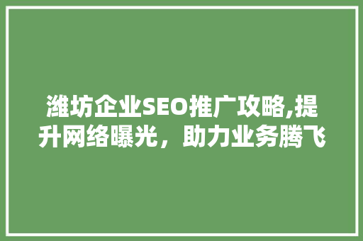 潍坊企业SEO推广攻略,提升网络曝光，助力业务腾飞