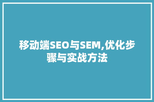 移动端SEO与SEM,优化步骤与实战方法