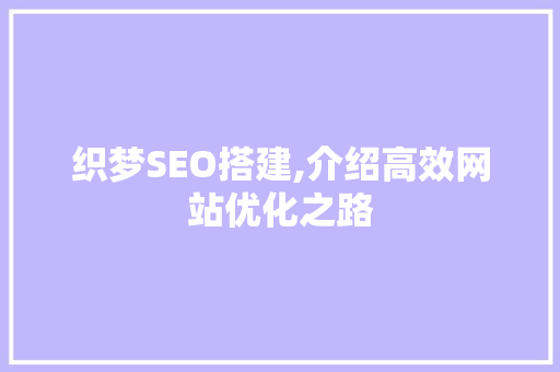 织梦SEO搭建,介绍高效网站优化之路