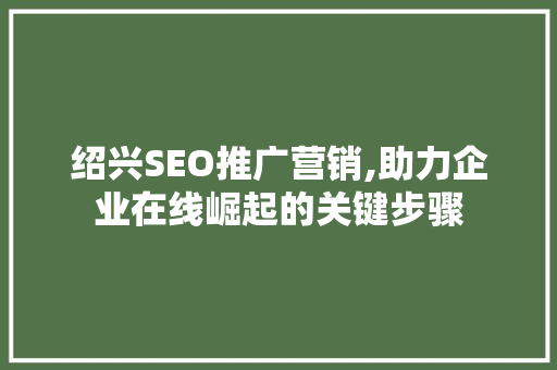 绍兴SEO推广营销,助力企业在线崛起的关键步骤