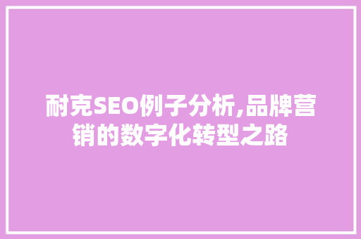 耐克SEO例子分析,品牌营销的数字化转型之路