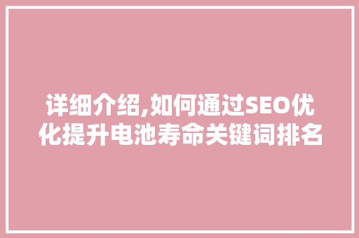 详细介绍,如何通过SEO优化提升电池寿命关键词排名