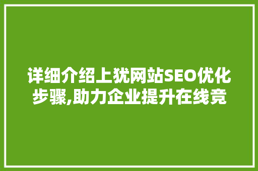 详细介绍上犹网站SEO优化步骤,助力企业提升在线竞争力