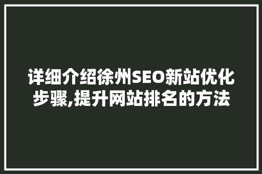 详细介绍徐州SEO新站优化步骤,提升网站排名的方法