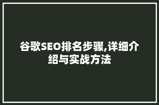 谷歌SEO排名步骤,详细介绍与实战方法