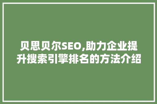 贝思贝尔SEO,助力企业提升搜索引擎排名的方法介绍
