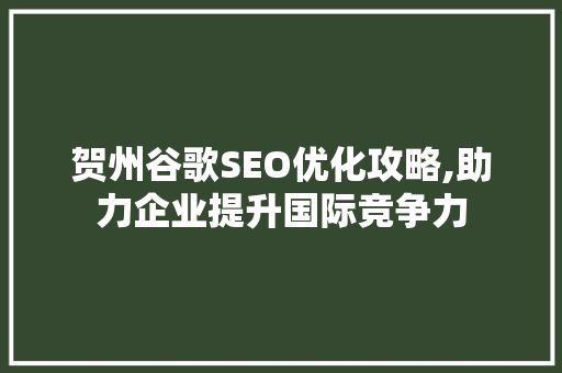 贺州谷歌SEO优化攻略,助力企业提升国际竞争力