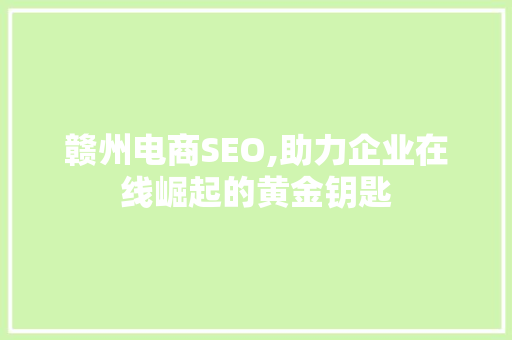 赣州电商SEO,助力企业在线崛起的黄金钥匙