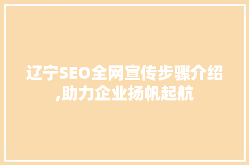 辽宁SEO全网宣传步骤介绍,助力企业扬帆起航