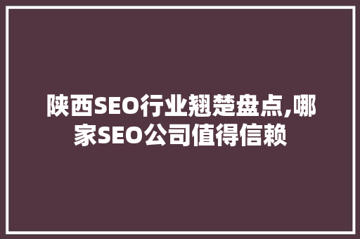陕西SEO行业翘楚盘点,哪家SEO公司值得信赖