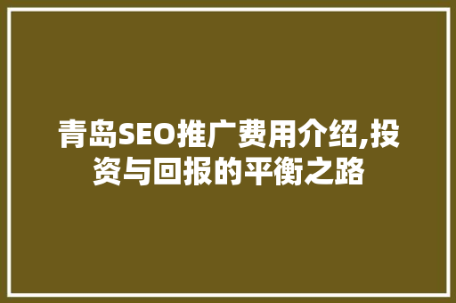 青岛SEO推广费用介绍,投资与回报的平衡之路