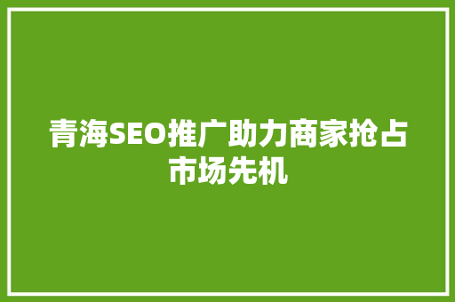 青海SEO推广助力商家抢占市场先机
