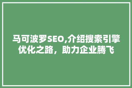 马可波罗SEO,介绍搜索引擎优化之路，助力企业腾飞
