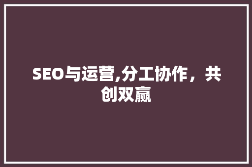 SEO与运营,分工协作，共创双赢