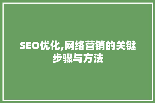 SEO优化,网络营销的关键步骤与方法