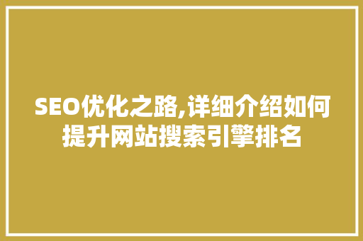SEO优化之路,详细介绍如何提升网站搜索引擎排名