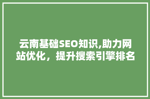 云南基础SEO知识,助力网站优化，提升搜索引擎排名