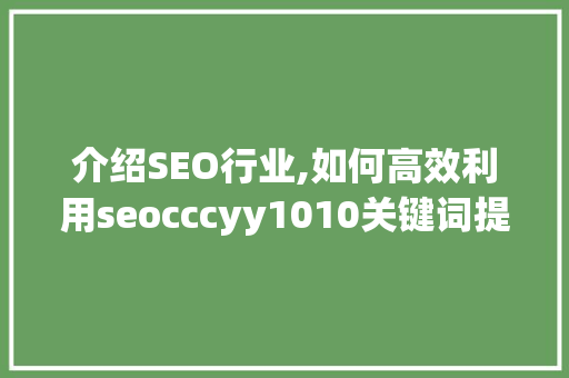介绍SEO行业,如何高效利用seocccyy1010关键词提升网站排名