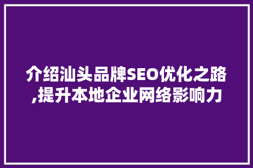 介绍汕头品牌SEO优化之路,提升本地企业网络影响力的秘密武器