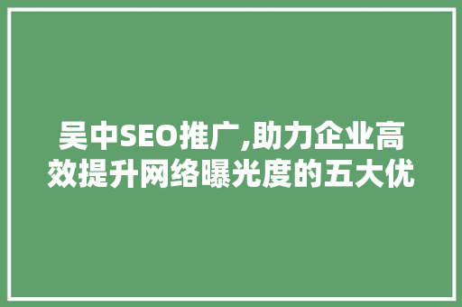 吴中SEO推广,助力企业高效提升网络曝光度的五大优势