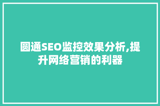 圆通SEO监控效果分析,提升网络营销的利器