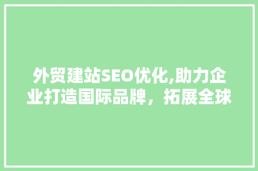 外贸建站SEO优化,助力企业打造国际品牌，拓展全球市场
