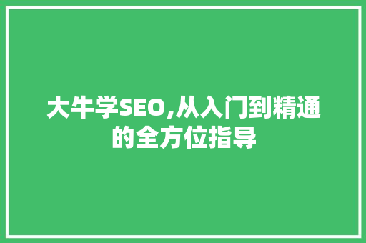 大牛学SEO,从入门到精通的全方位指导