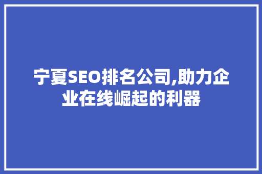 宁夏SEO排名公司,助力企业在线崛起的利器