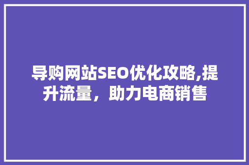 导购网站SEO优化攻略,提升流量，助力电商销售