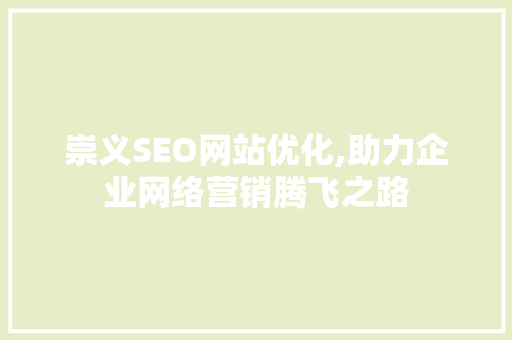 崇义SEO网站优化,助力企业网络营销腾飞之路