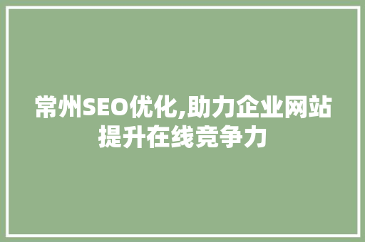 常州SEO优化,助力企业网站提升在线竞争力