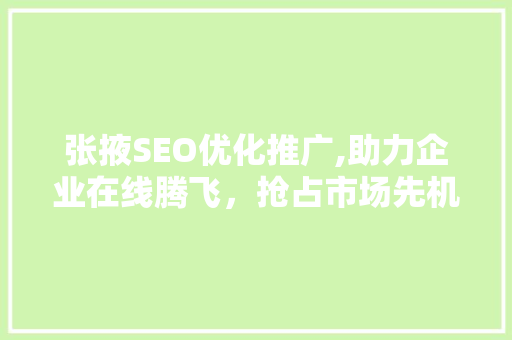 张掖SEO优化推广,助力企业在线腾飞，抢占市场先机