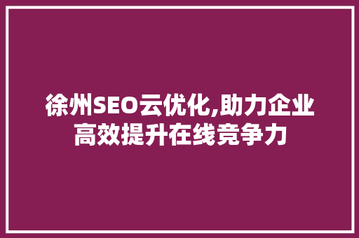 徐州SEO云优化,助力企业高效提升在线竞争力
