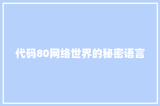 代码80网络世界的秘密语言
