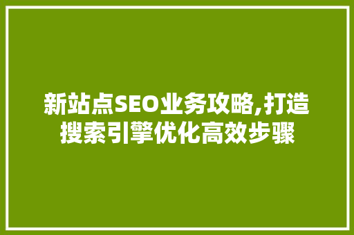 新站点SEO业务攻略,打造搜索引擎优化高效步骤