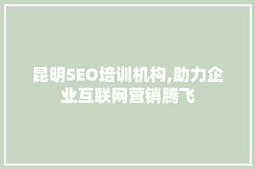昆明SEO培训机构,助力企业互联网营销腾飞