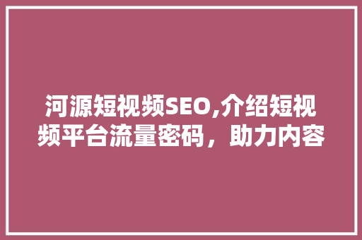 河源短视频SEO,介绍短视频平台流量密码，助力内容创作者脱颖而出