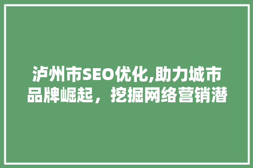 泸州市SEO优化,助力城市品牌崛起，挖掘网络营销潜力