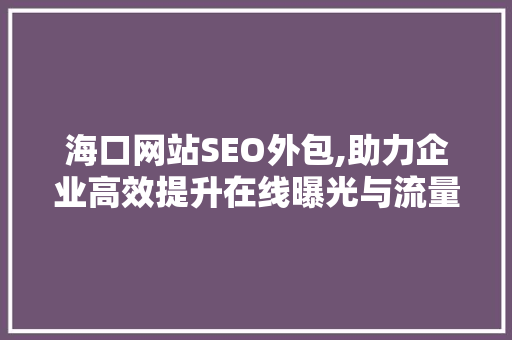 海口网站SEO外包,助力企业高效提升在线曝光与流量