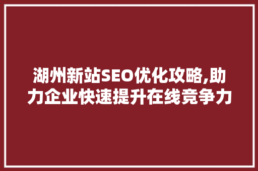 湖州新站SEO优化攻略,助力企业快速提升在线竞争力