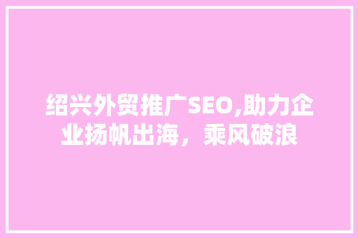 绍兴外贸推广SEO,助力企业扬帆出海，乘风破浪