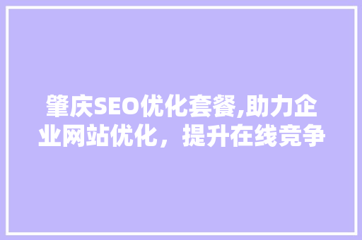 肇庆SEO优化套餐,助力企业网站优化，提升在线竞争力